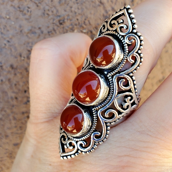 New Stunning Carnelian 925 Silver Statement Ring. - Picture 13 of 15
